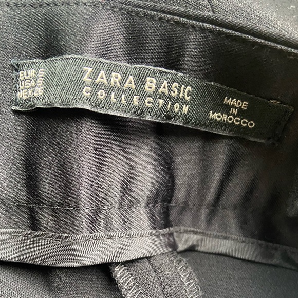 Zara NWOT Black Tuxedo Style Pants with Satin Trim - Picture 3 of 4